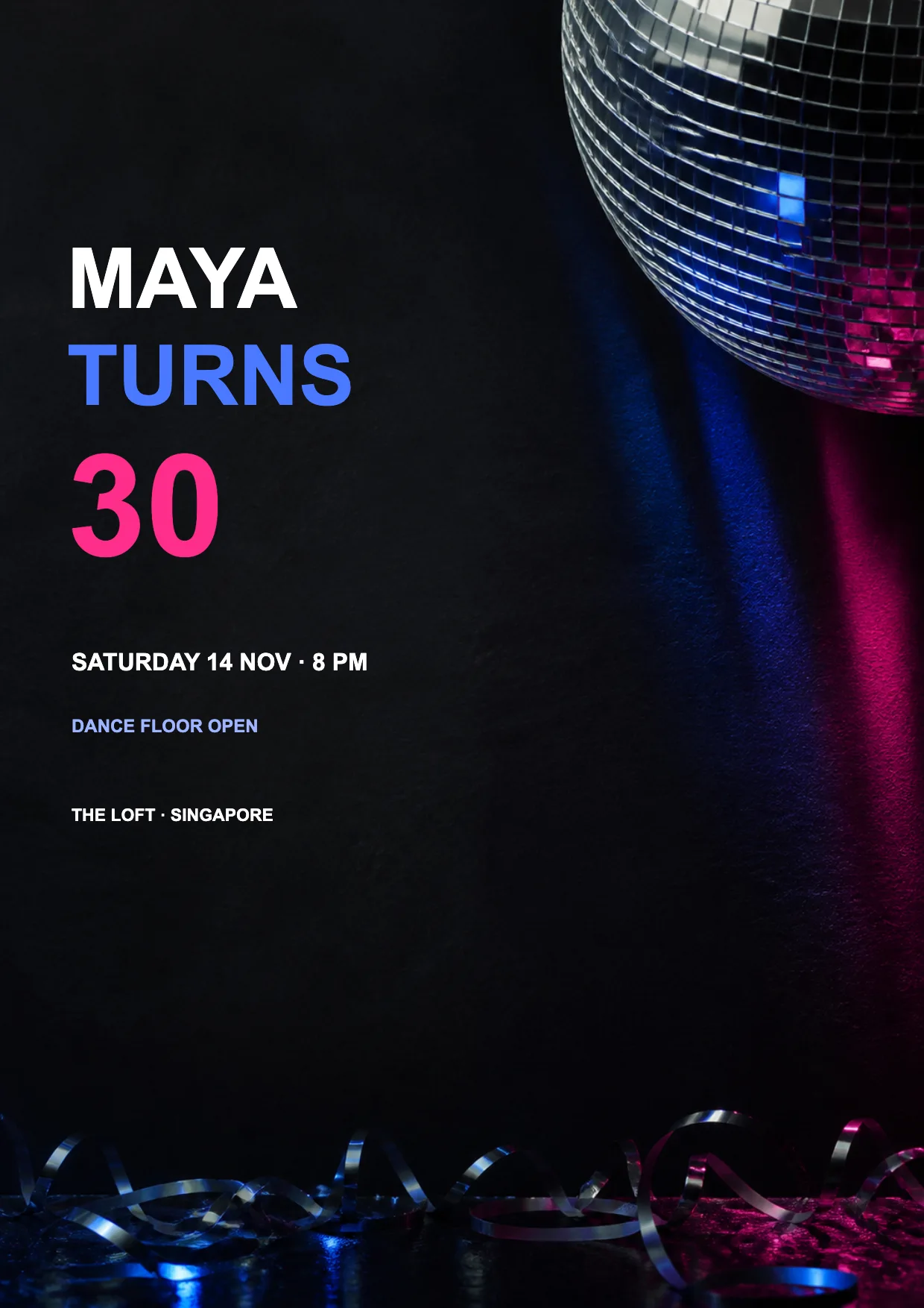 Invitation d’anniversaire disco