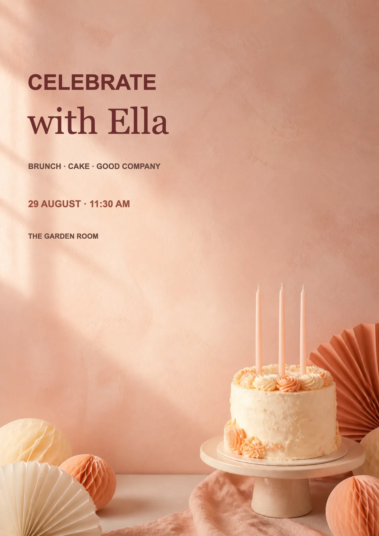 Invitation d’anniversaire au gâteau pastel