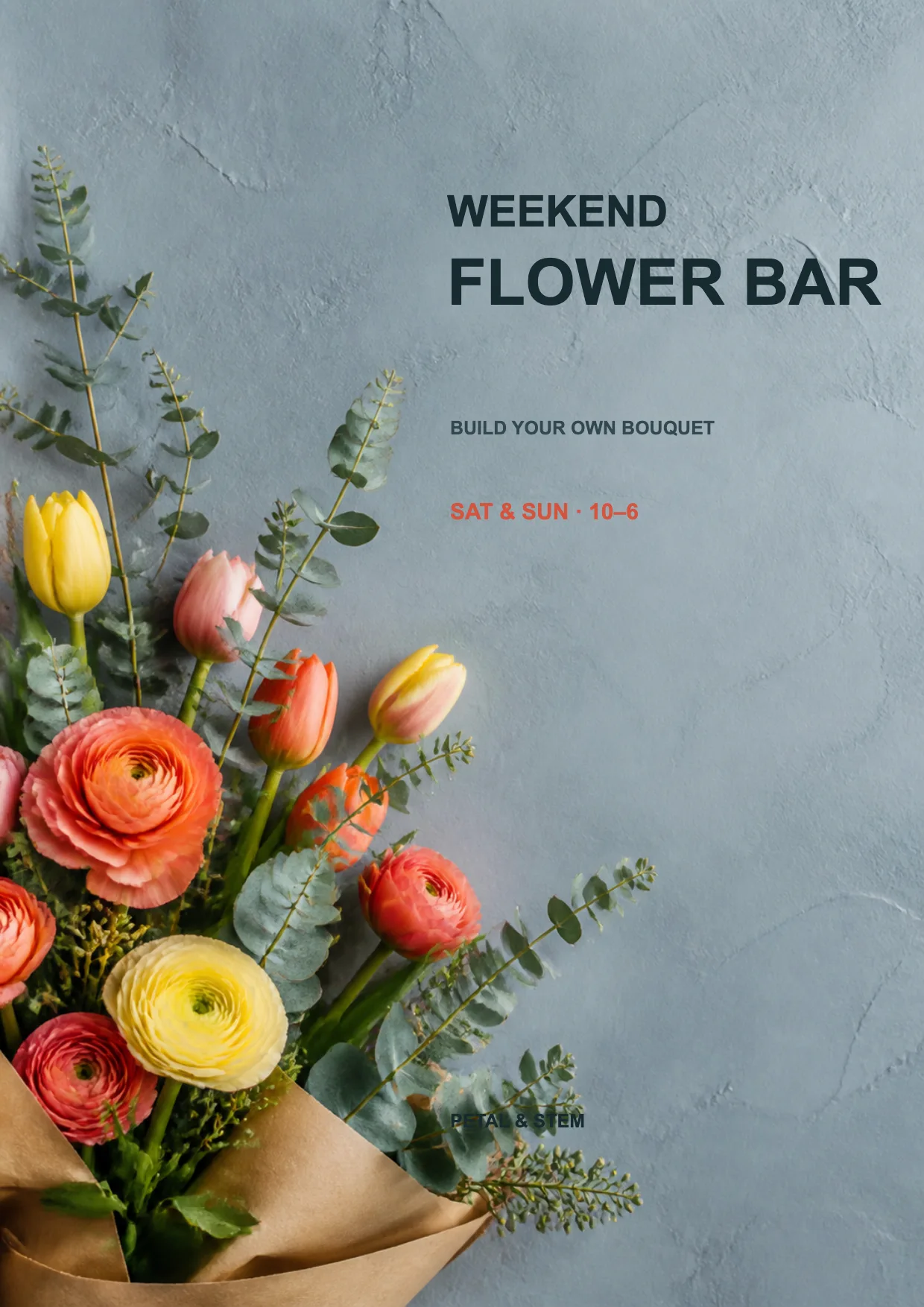 Affiche d’atelier floral du week-end
